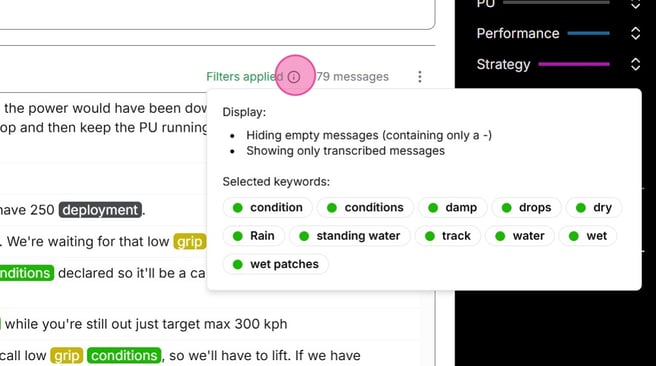 Configuring Keyword Display Settings in OneTranscript Dashboard - Step 9-1