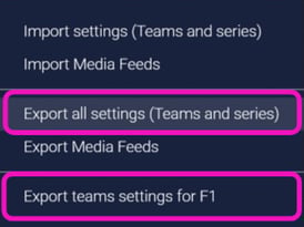 How to Export All Teams and Series Settings - Step 2