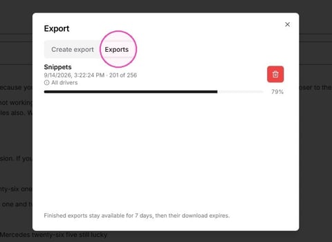 How to Export Driver Message Data and Audio Snippets - Step 28